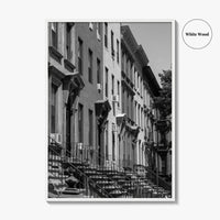 Bedford-Stuyvesant Black and White Fine Art Photo Print, Brooklyn NYC Brownstone Staircases, New York