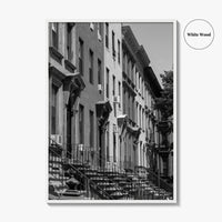 Bedford-Stuyvesant Black and White Fine Art Photo Print, Brooklyn NYC Brownstone Staircases, New York