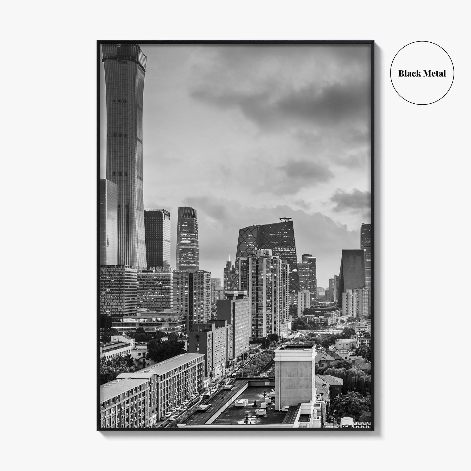 Beijing Black and White Fine Art Photo Print, CBD, Central Business District, China Poster