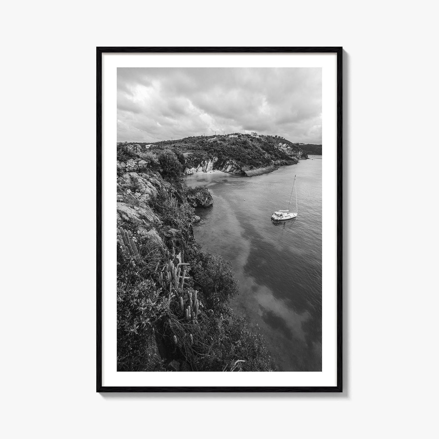 Anguilla Black and White Fine Art Photo Print, Caribbean Island Cliffs, Caribbean Poster