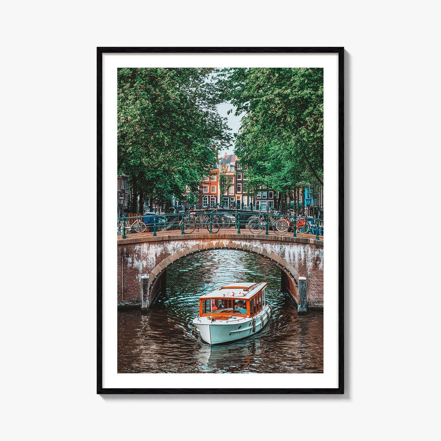 Amsterdam Fine Art Photo Print, Canal Bridge Boat, Netherlands Wall Poster