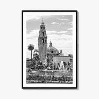 Balboa Park Black and White Fine Art Photo Print, San Diego Fountain, California Poster
