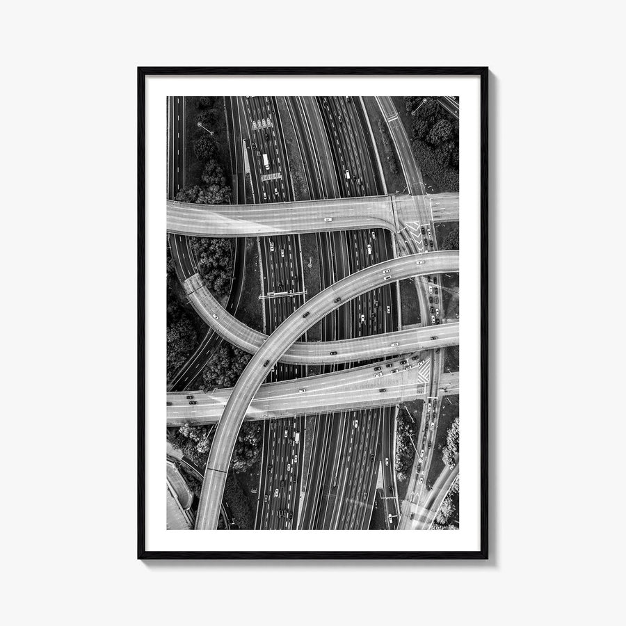 Atlanta Black and White Fine Art Photo Print, Georgia USA Poster, ATL Highway Interchange