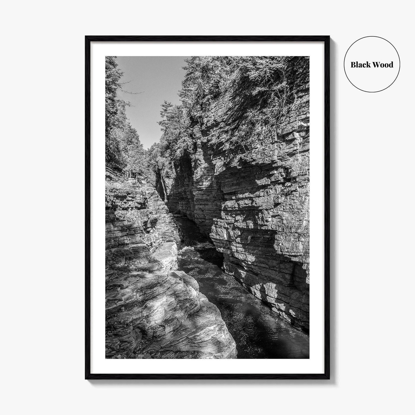 Ausable Chasm Black and White Fine Art Photo Print, Adirondack Mountains New York Poster