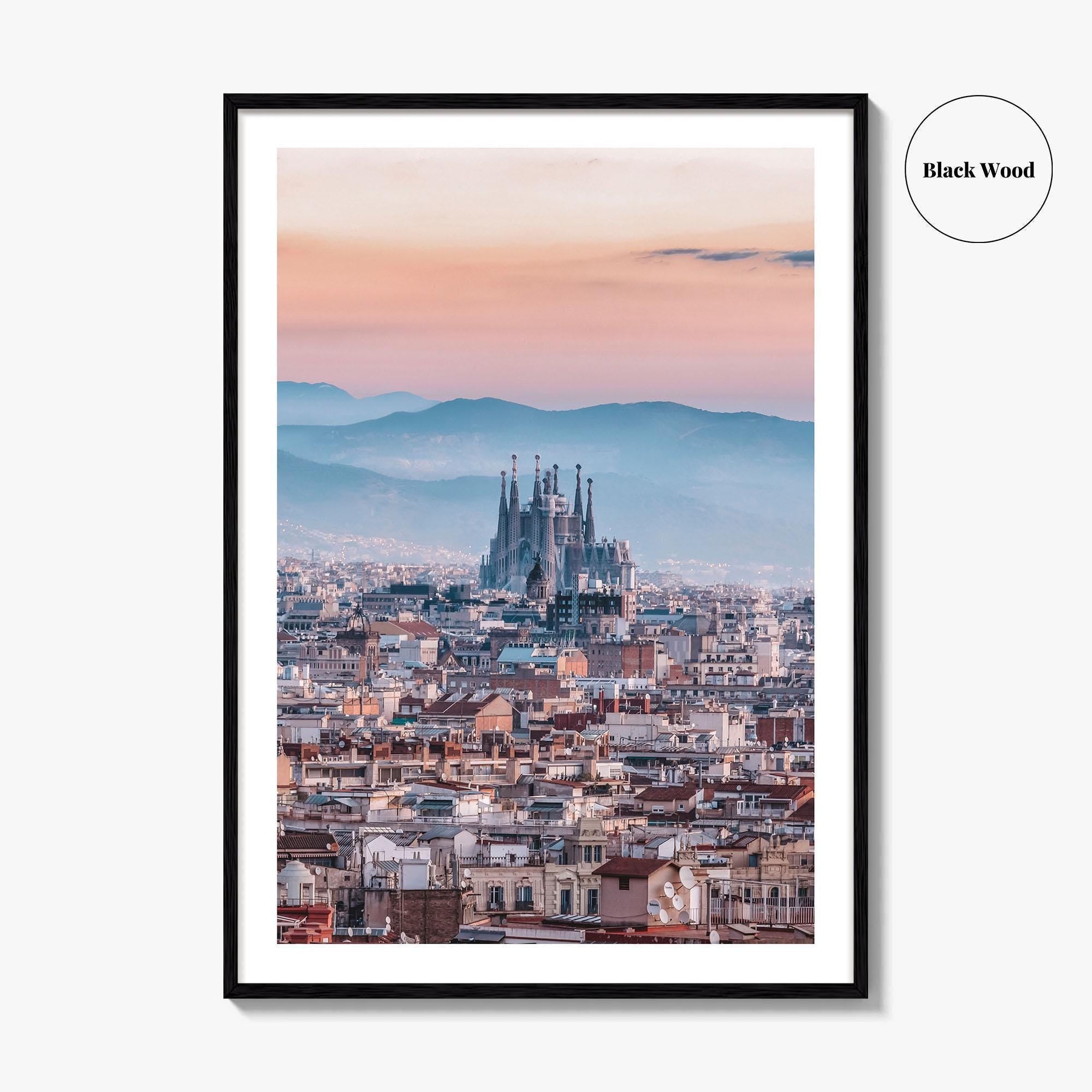 Barcelona Skyline Fine Art Photo Print, Sagrada Familia, Catalonia Spain Wall Decor Poster