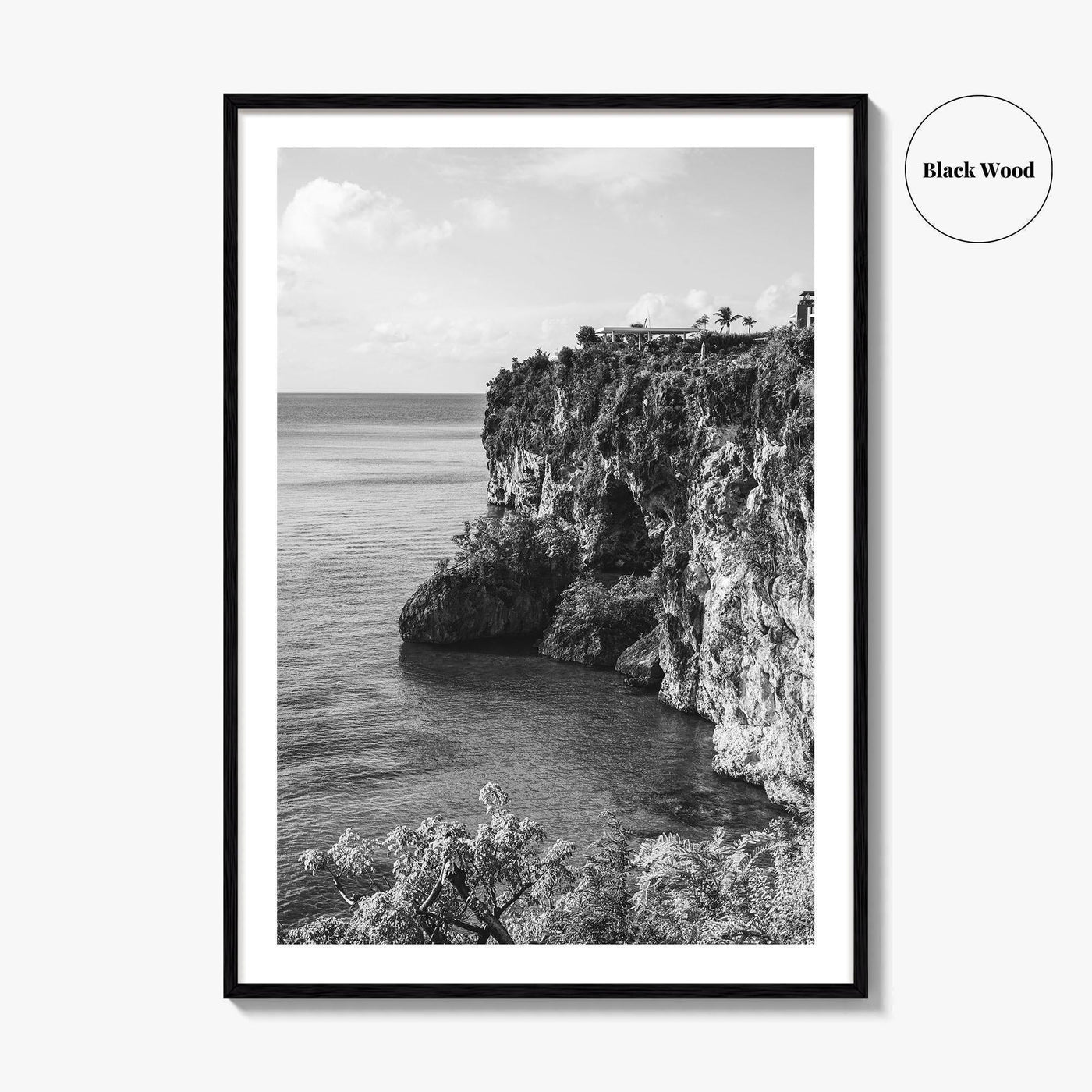 Anguilla Black and White Fine Art Photo Print, Caribbean Coastline Cliffs, Bahamas Poster