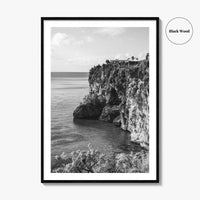 Anguilla Black and White Fine Art Photo Print, Caribbean Coastline Cliffs, Bahamas Poster