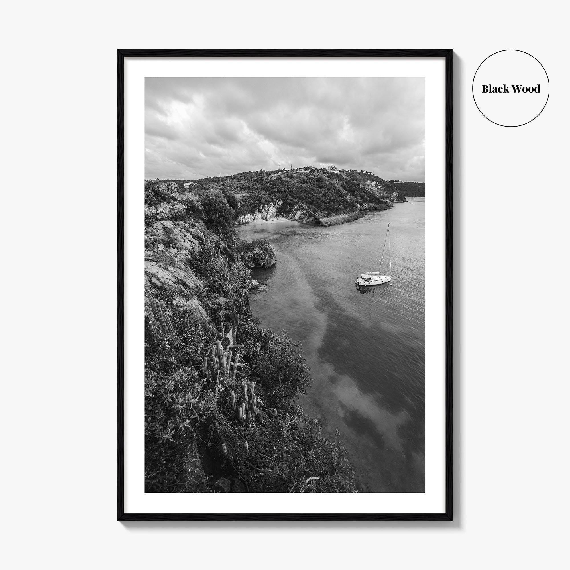 Anguilla Black and White Fine Art Photo Print, Caribbean Island Cliffs, Caribbean Poster