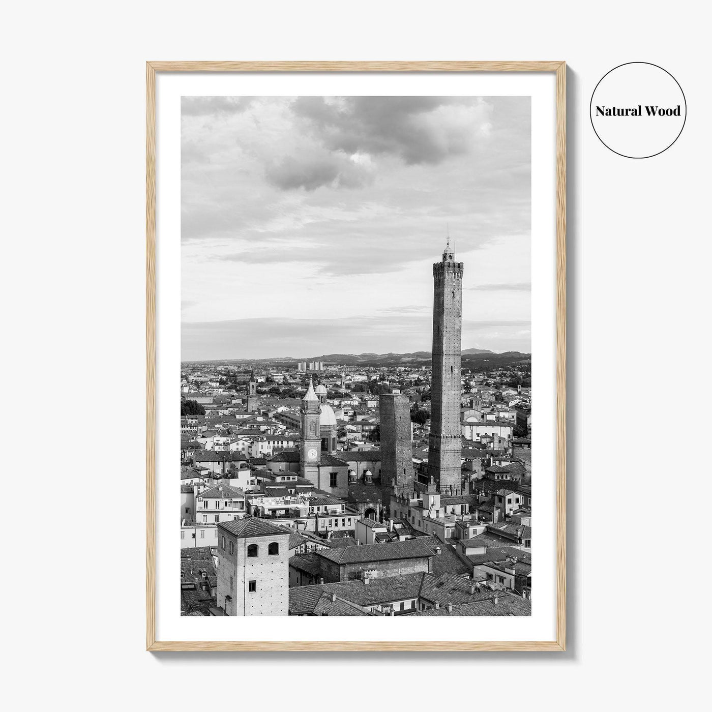 Bologna Black and White Fine Art Photo Print, Asinelli Garisenda Towers, Emilia-Romagna Italy