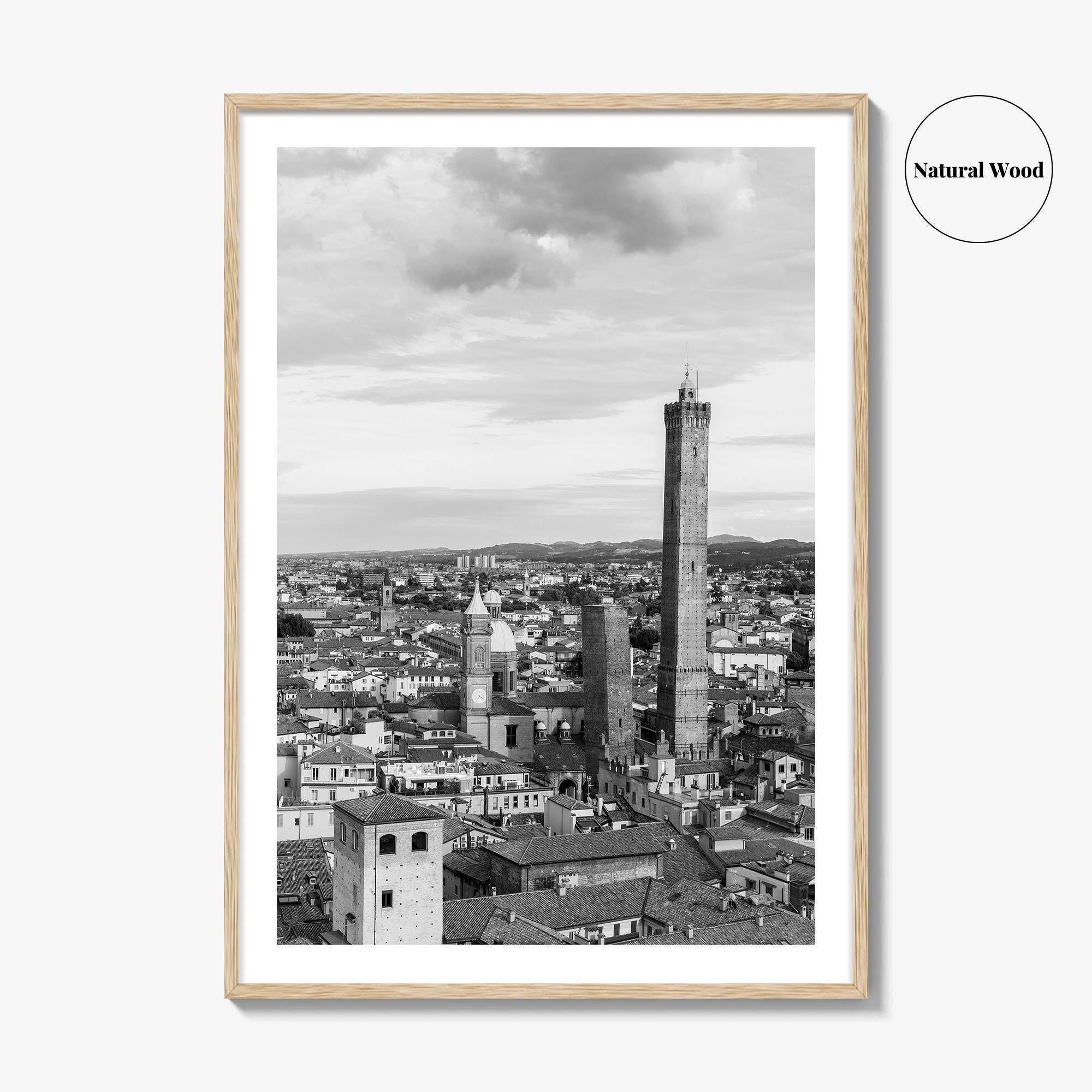 Bologna Black and White Fine Art Photo Print, Asinelli Garisenda Towers, Emilia-Romagna Italy