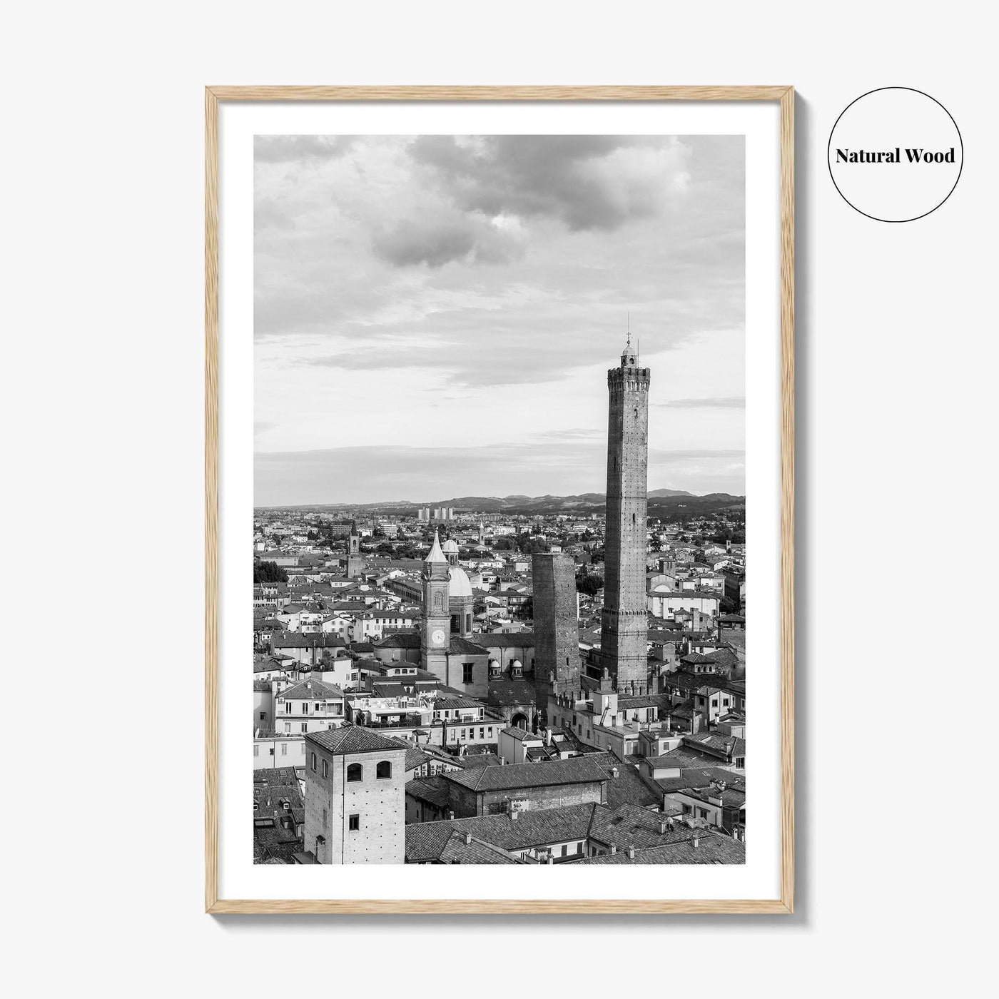 Bologna Black and White Fine Art Photo Print, Asinelli Garisenda Towers, Emilia-Romagna Italy