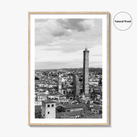 Bologna Black and White Fine Art Photo Print, Asinelli Garisenda Towers, Emilia-Romagna Italy