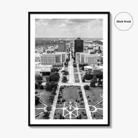 Baton Rouge Skyline Black and White Fine Art Photo Print, Aerial, Louisiana Poster, USA