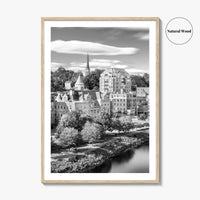 Augusta Skyline Black and White Fine Art Photo Print, Maine USA, Wall Decor Poster