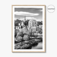 Augusta Skyline Black and White Fine Art Photo Print, Maine USA, Wall Decor Poster