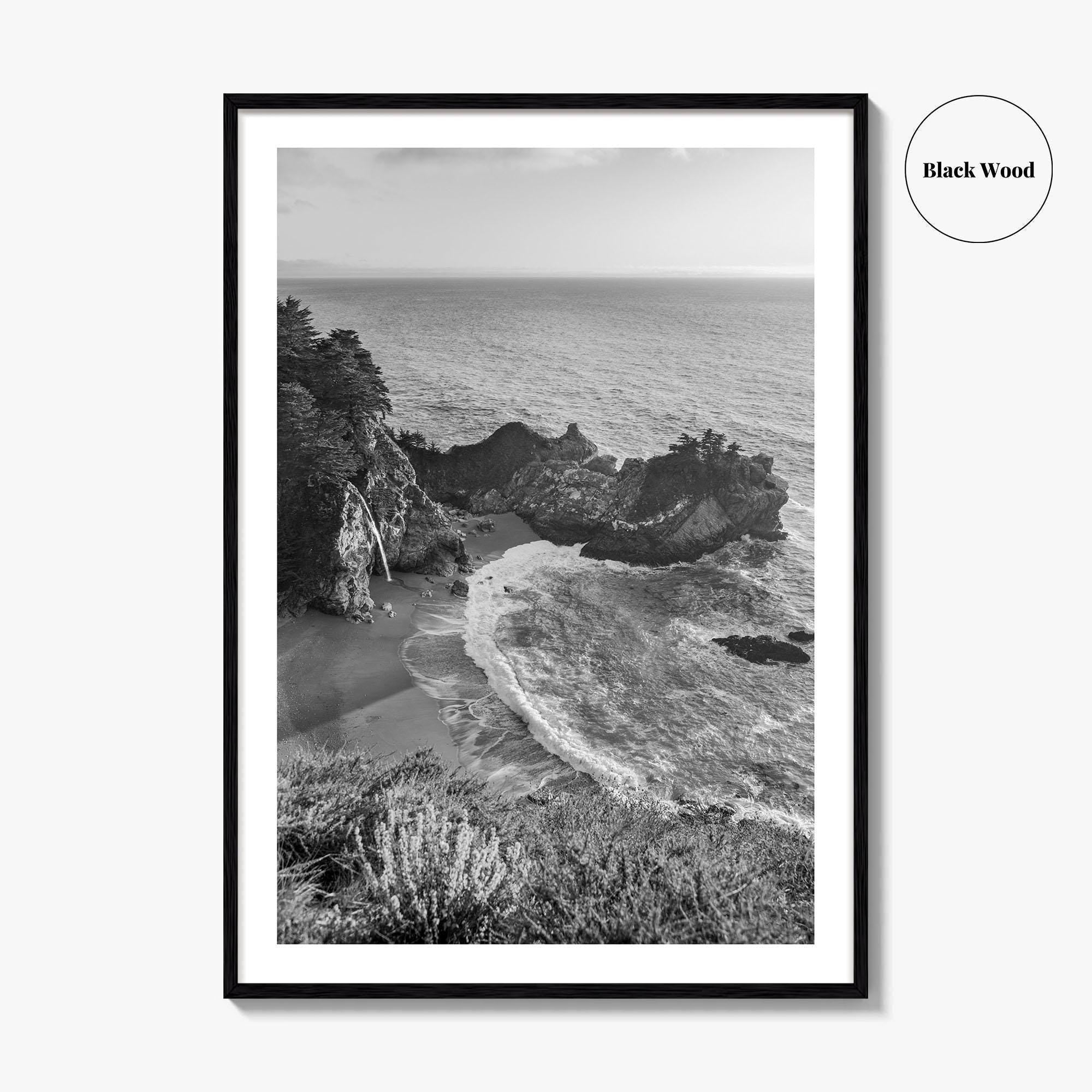 Big Sur Black and White Fine Art Photo Print, McWay Falls California Poster