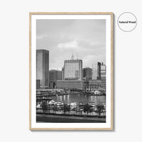 Baltimore Skyline Black and White Fine Art Photo Print, Inner Harbor Maryland Poster