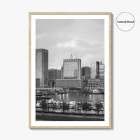Baltimore Skyline Black and White Fine Art Photo Print, Inner Harbor Maryland Poster