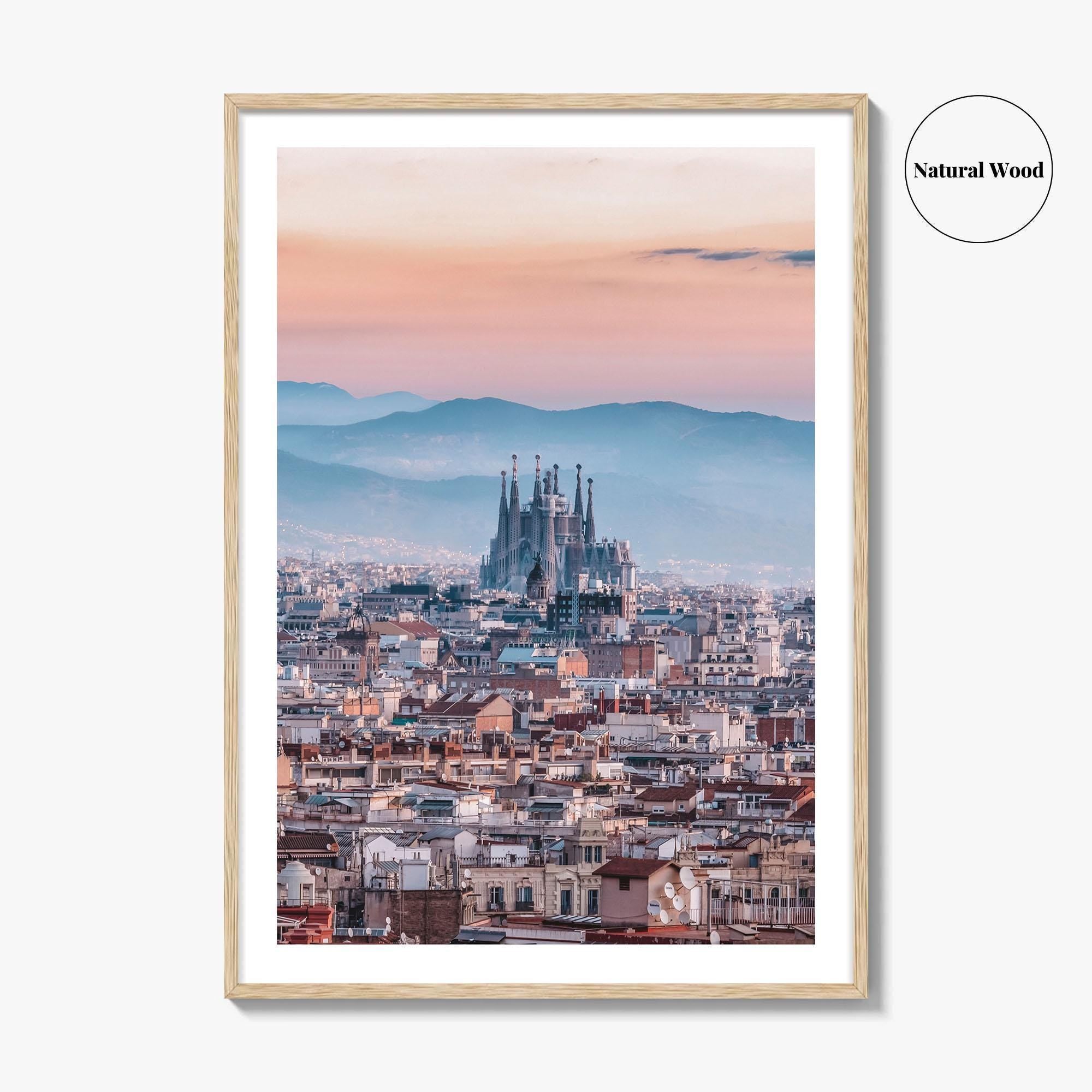 Barcelona Skyline Fine Art Photo Print, Sagrada Familia, Catalonia Spain Wall Decor Poster