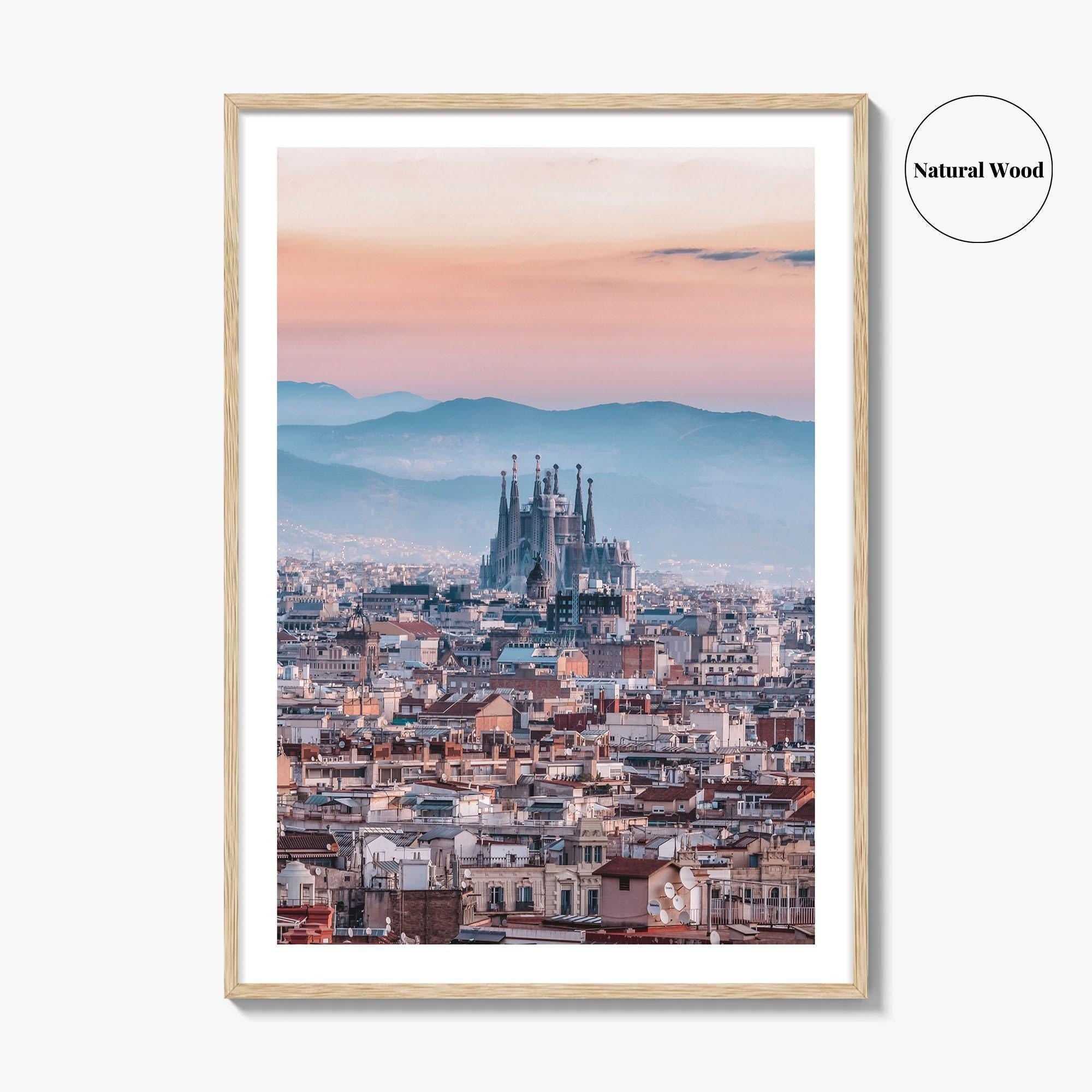 Barcelona Skyline Fine Art Photo Print, Sagrada Familia, Catalonia Spain Wall Decor Poster