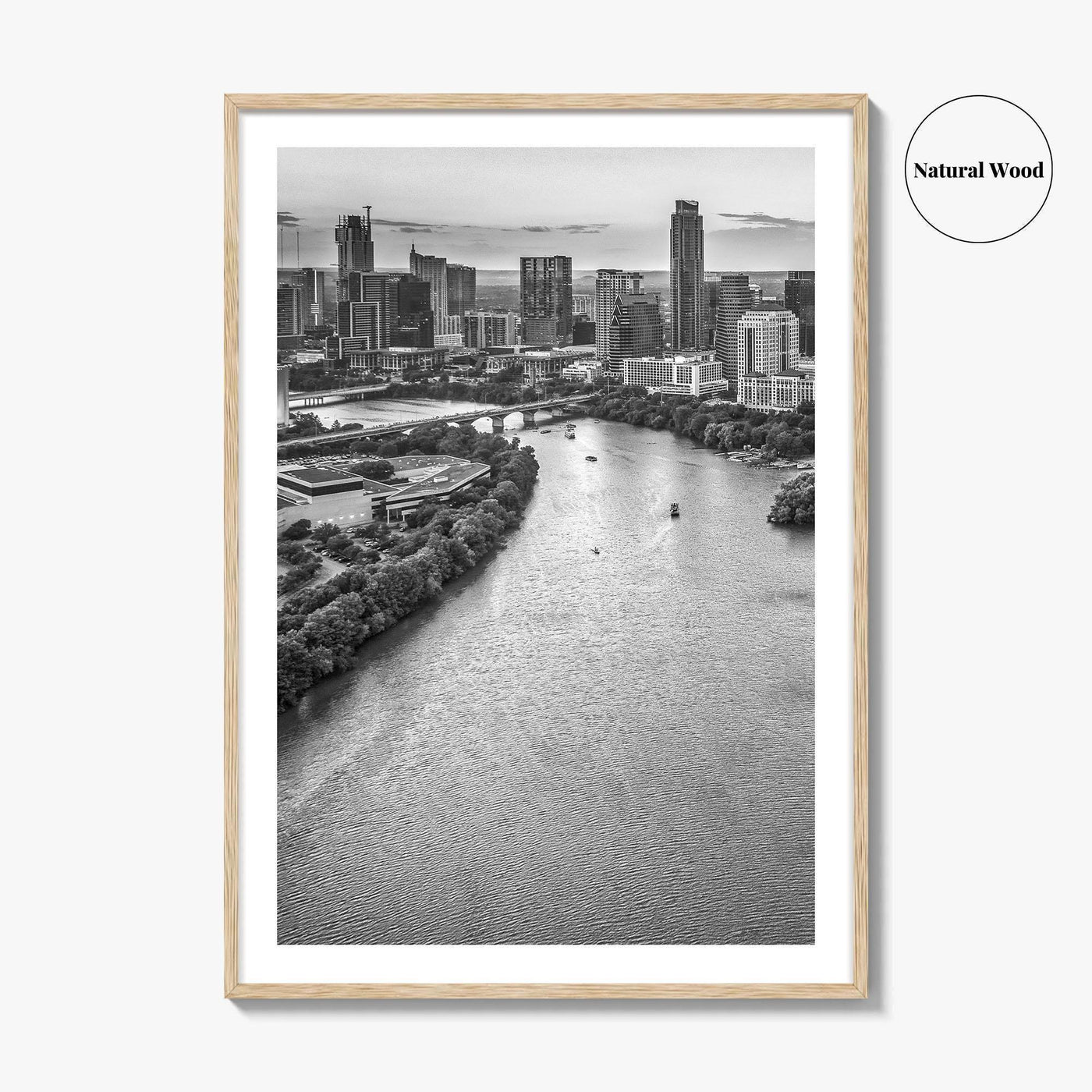Austin Skyline Black and White Fine Art Photo Print, Texas, USA Poster, Wall Decor