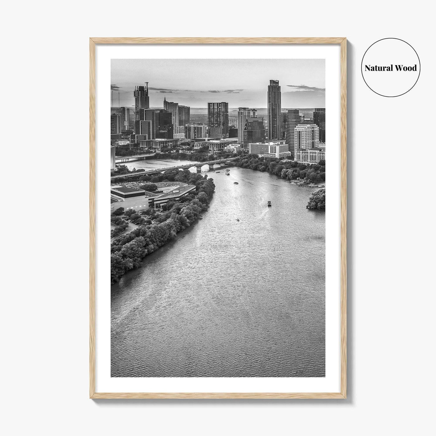 Austin Skyline Black and White Fine Art Photo Print, Texas, USA Poster, Wall Decor
