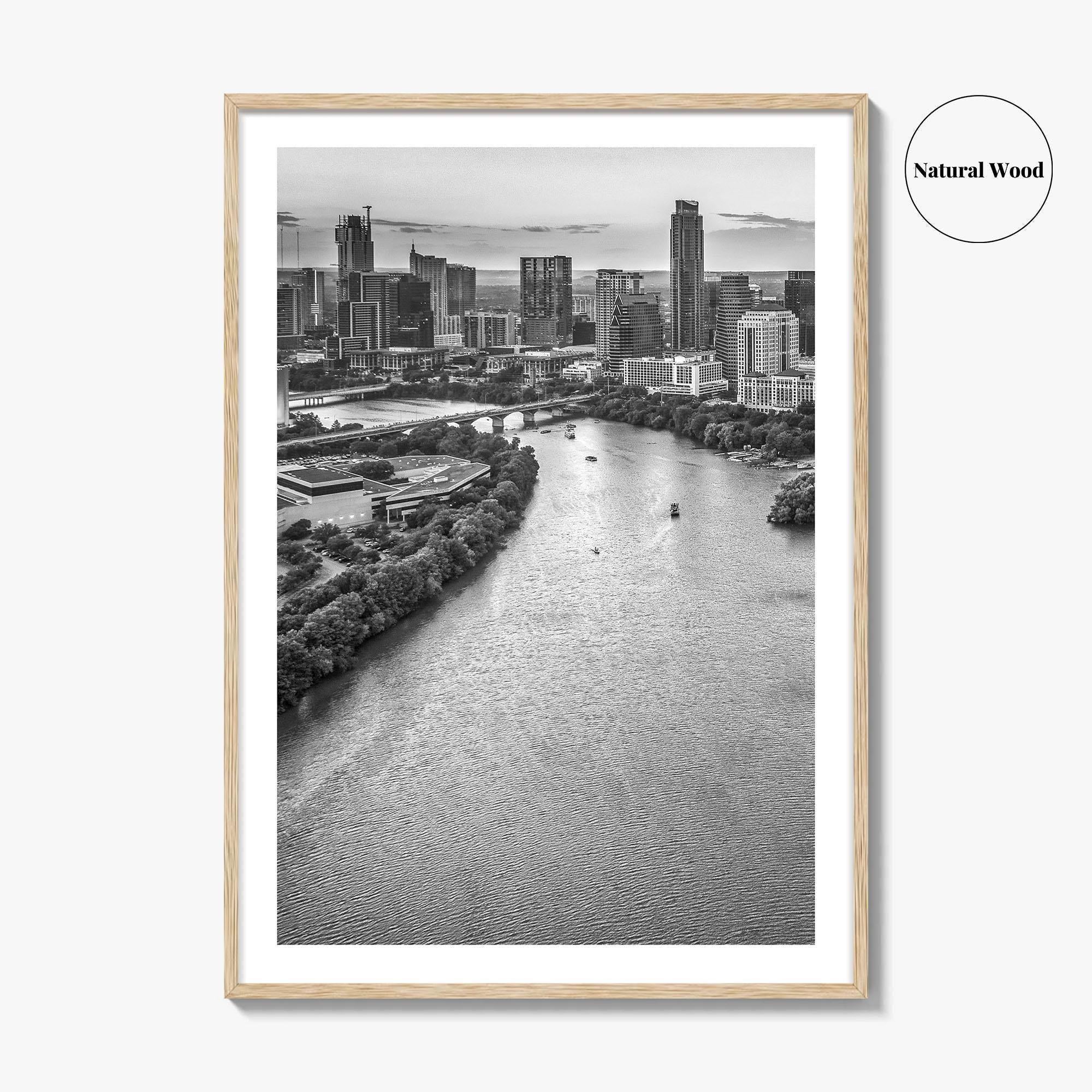 Austin Skyline Black and White Fine Art Photo Print, Texas, USA Poster, Wall Decor