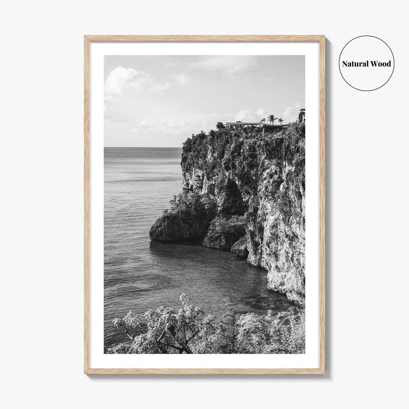 Anguilla Black and White Fine Art Photo Print, Caribbean Coastline Cliffs, Bahamas Poster