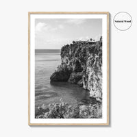 Anguilla Black and White Fine Art Photo Print, Caribbean Coastline Cliffs, Bahamas Poster