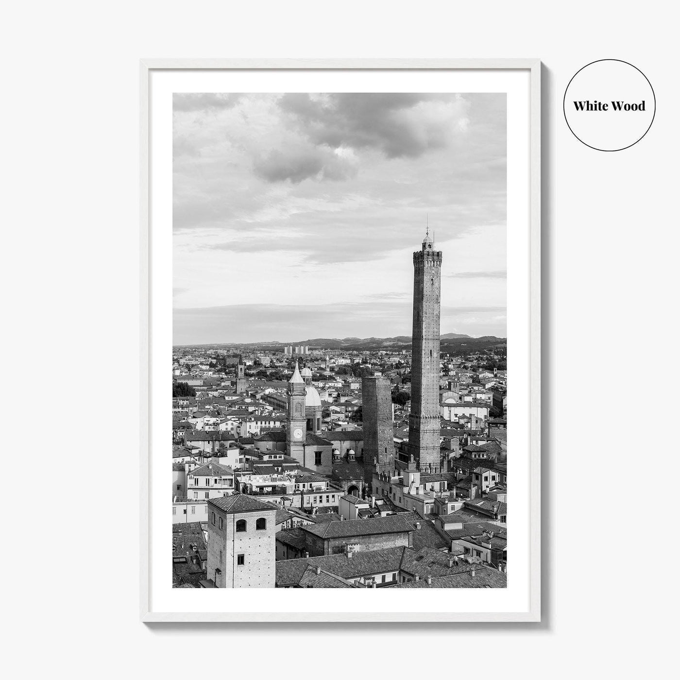 Bologna Black and White Fine Art Photo Print, Asinelli Garisenda Towers, Emilia-Romagna Italy