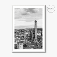 Bologna Black and White Fine Art Photo Print, Asinelli Garisenda Towers, Emilia-Romagna Italy