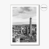 Bologna Black and White Fine Art Photo Print, Asinelli Garisenda Towers, Emilia-Romagna Italy