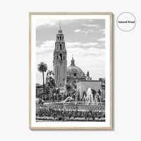 Balboa Park Black and White Fine Art Photo Print, San Diego Fountain, California Poster