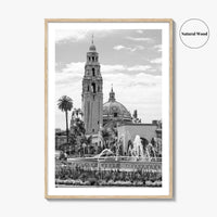 Balboa Park Black and White Fine Art Photo Print, San Diego Fountain, California Poster