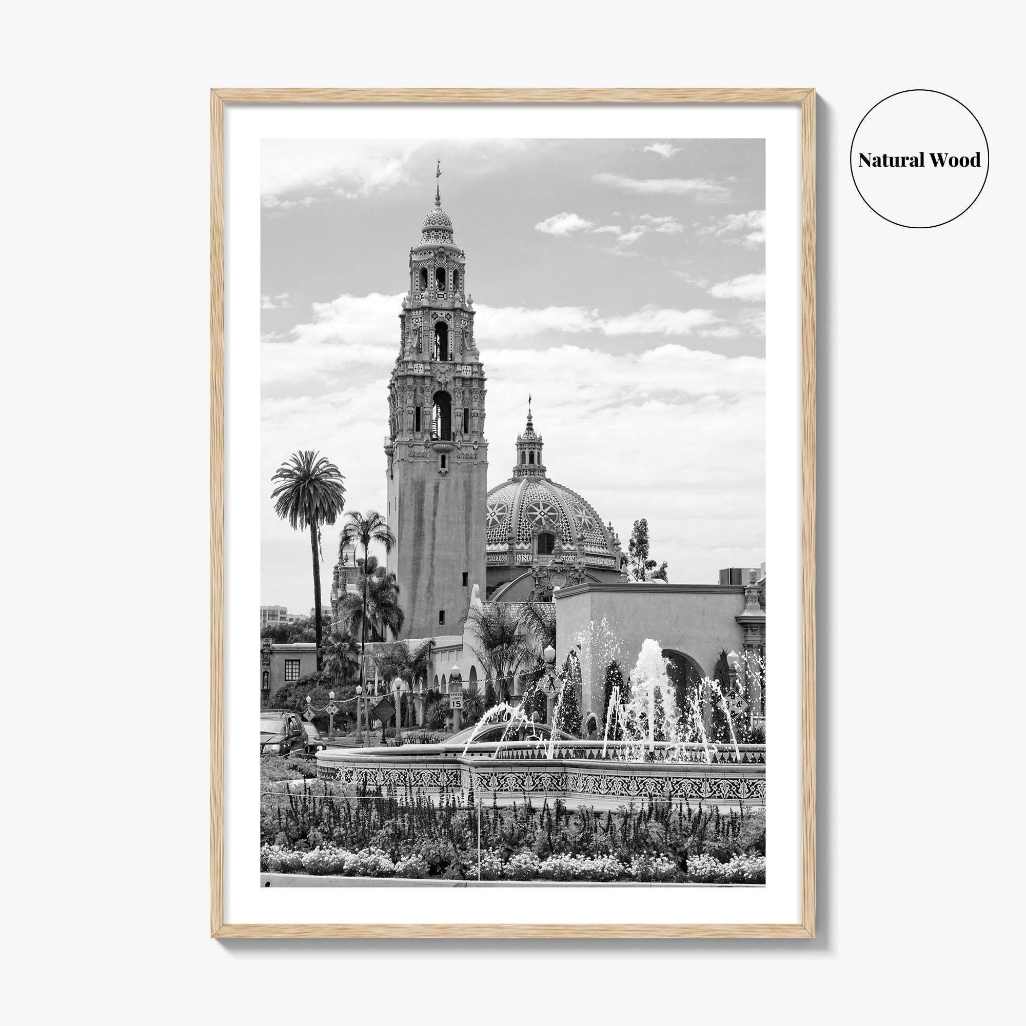 Balboa Park Black and White Fine Art Photo Print, San Diego Fountain, California Poster