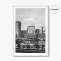 Baltimore Skyline Black and White Fine Art Photo Print, Inner Harbor Maryland Poster