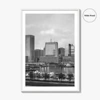 Baltimore Skyline Black and White Fine Art Photo Print, Inner Harbor Maryland Poster