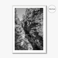 Ausable Chasm Black and White Fine Art Photo Print, Adirondack Mountains New York Poster