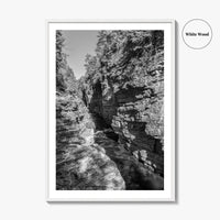 Ausable Chasm Black and White Fine Art Photo Print, Adirondack Mountains New York Poster