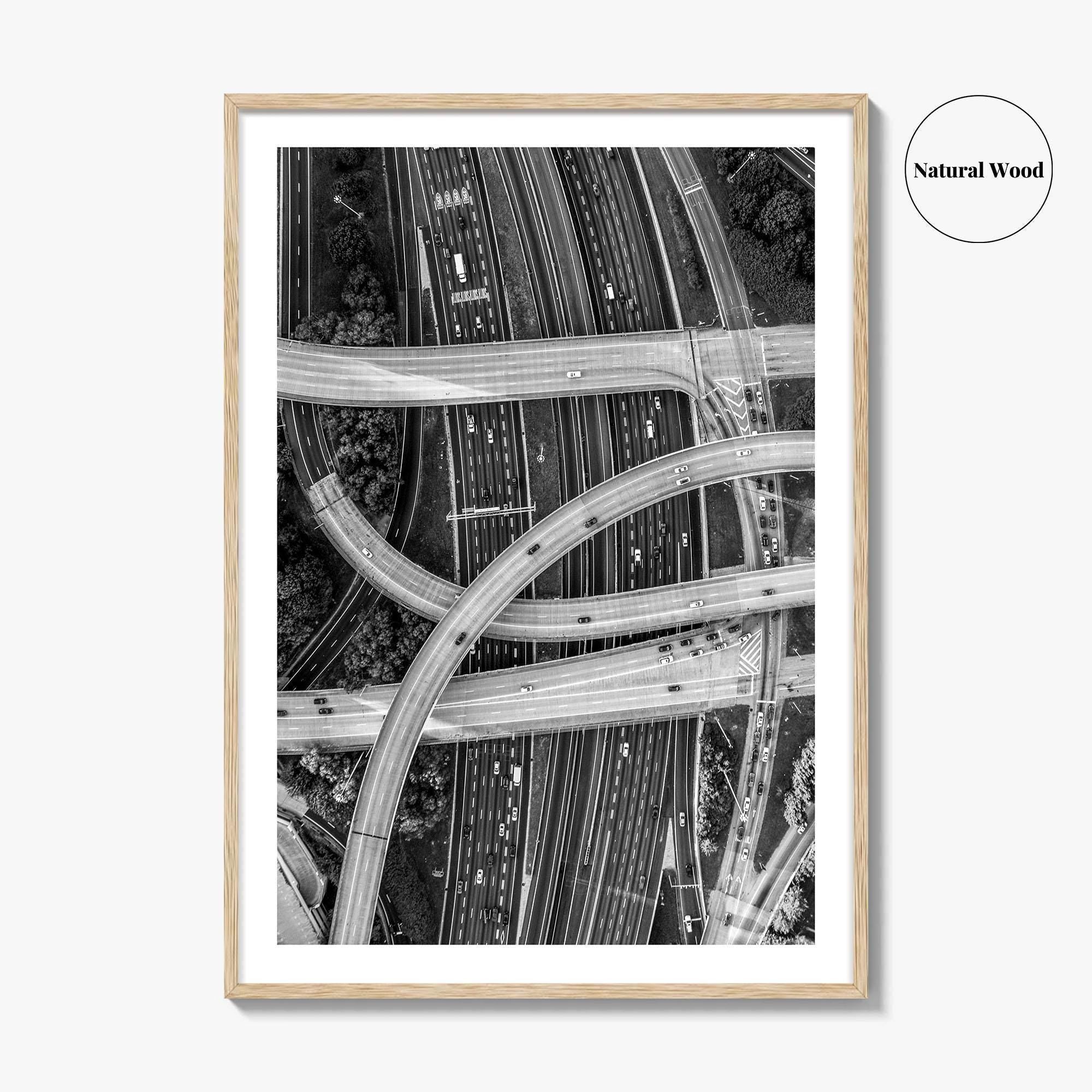 Atlanta Black and White Fine Art Photo Print, Georgia USA Poster, ATL Highway Interchange