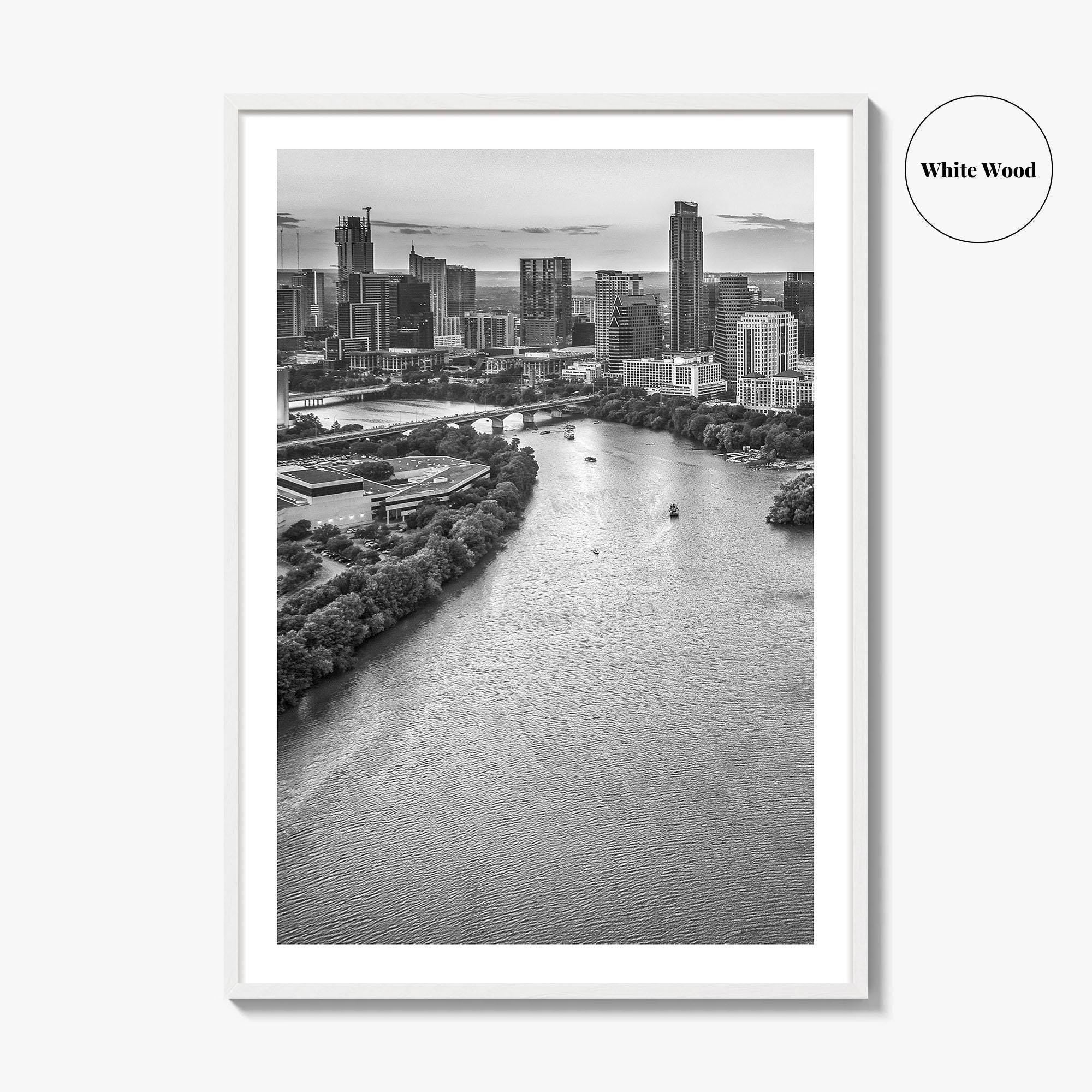 Austin Skyline Black and White Fine Art Photo Print, Texas, USA Poster, Wall Decor