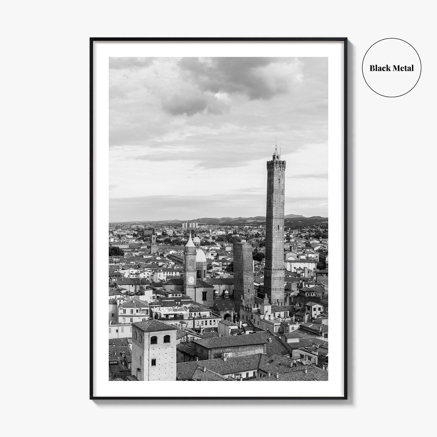 Bologna Black and White Fine Art Photo Print, Asinelli Garisenda Towers, Emilia-Romagna Italy