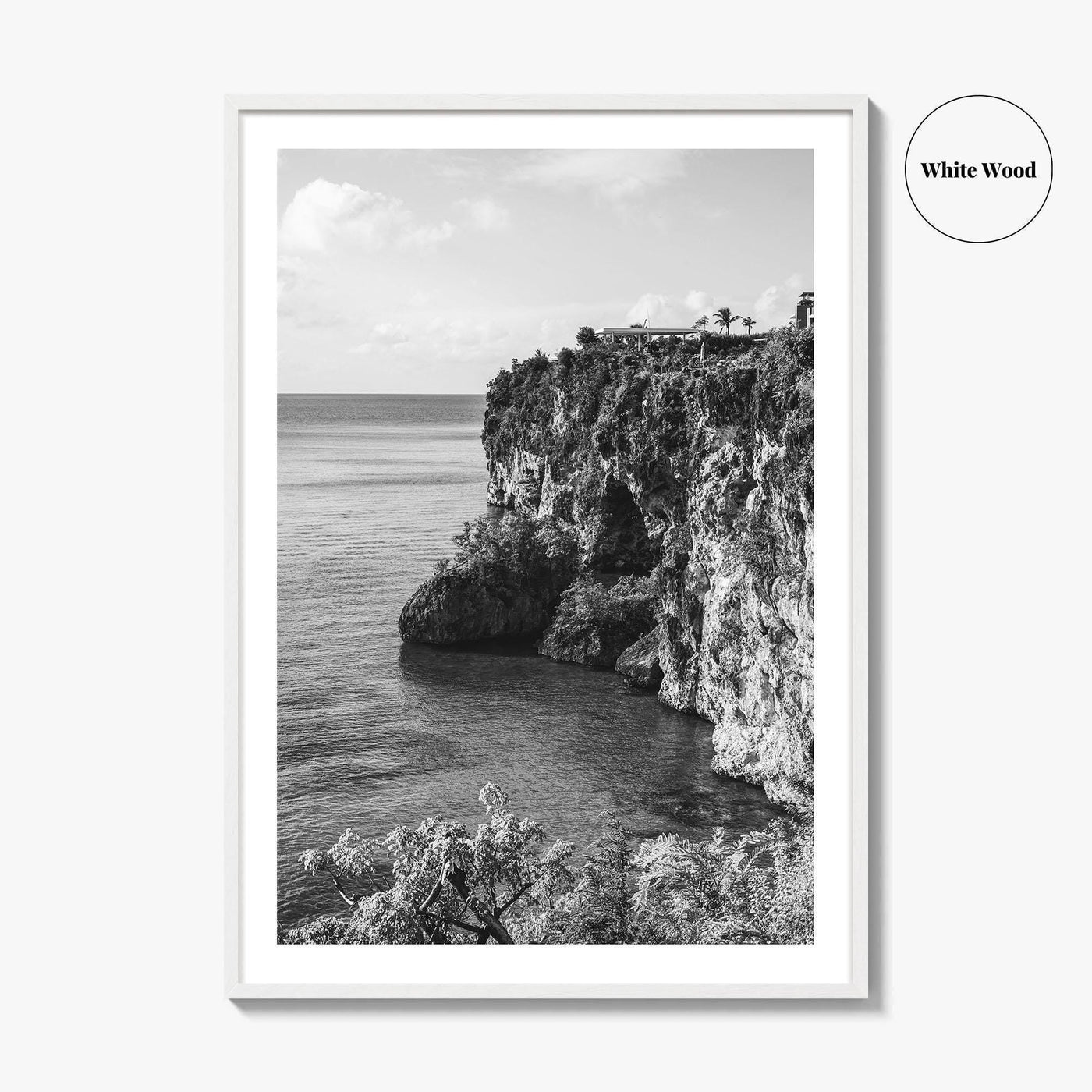 Anguilla Black and White Fine Art Photo Print, Caribbean Coastline Cliffs, Bahamas Poster