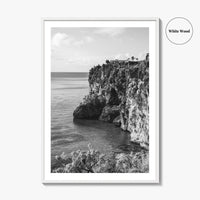 Anguilla Black and White Fine Art Photo Print, Caribbean Coastline Cliffs, Bahamas Poster