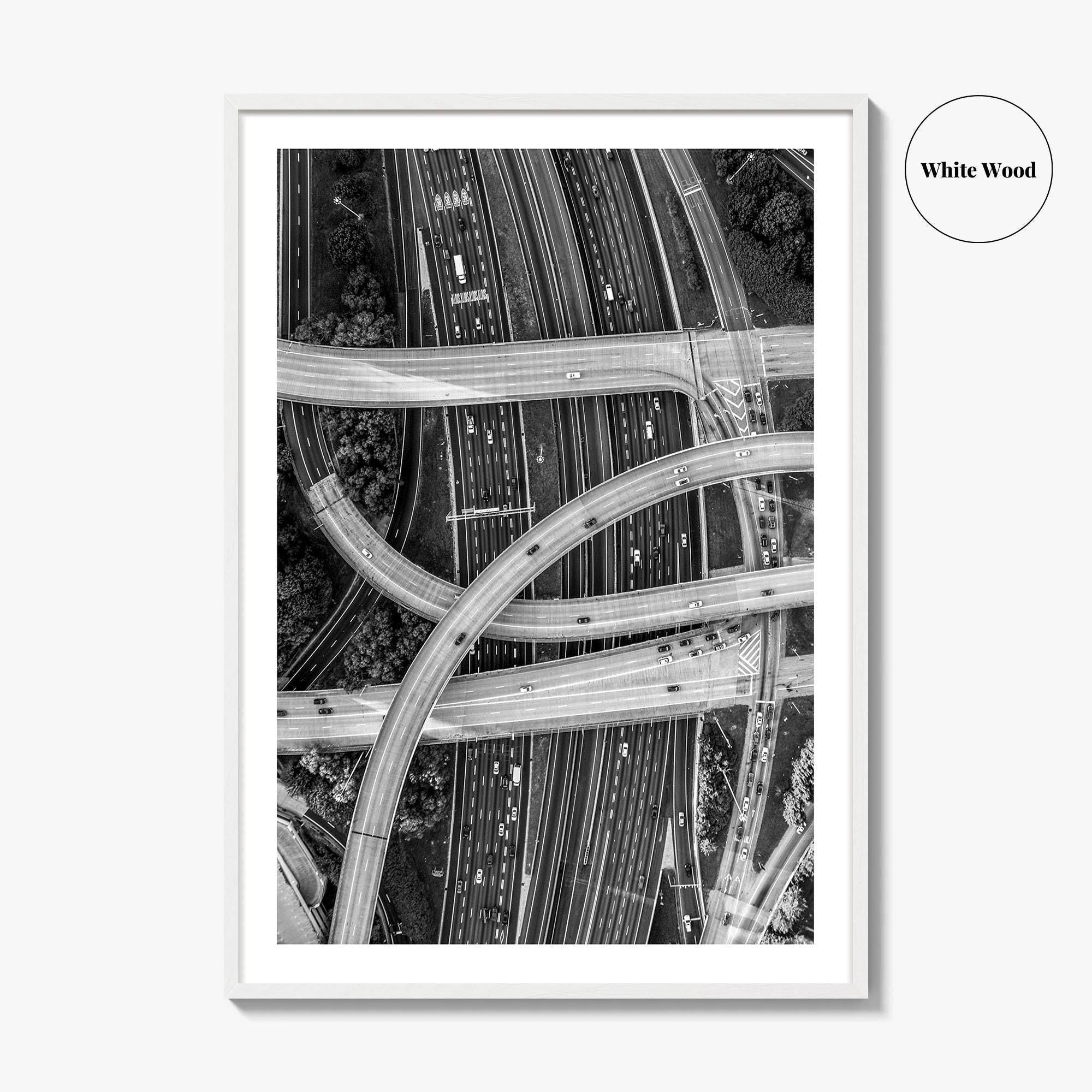 Atlanta Black and White Fine Art Photo Print, Georgia USA Poster, ATL Highway Interchange