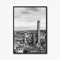 Bologna Black and White Fine Art Photo Print, Asinelli Garisenda Towers, Emilia-Romagna Italy