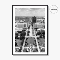 Baton Rouge Skyline Black and White Fine Art Photo Print, Aerial, Louisiana Poster, USA