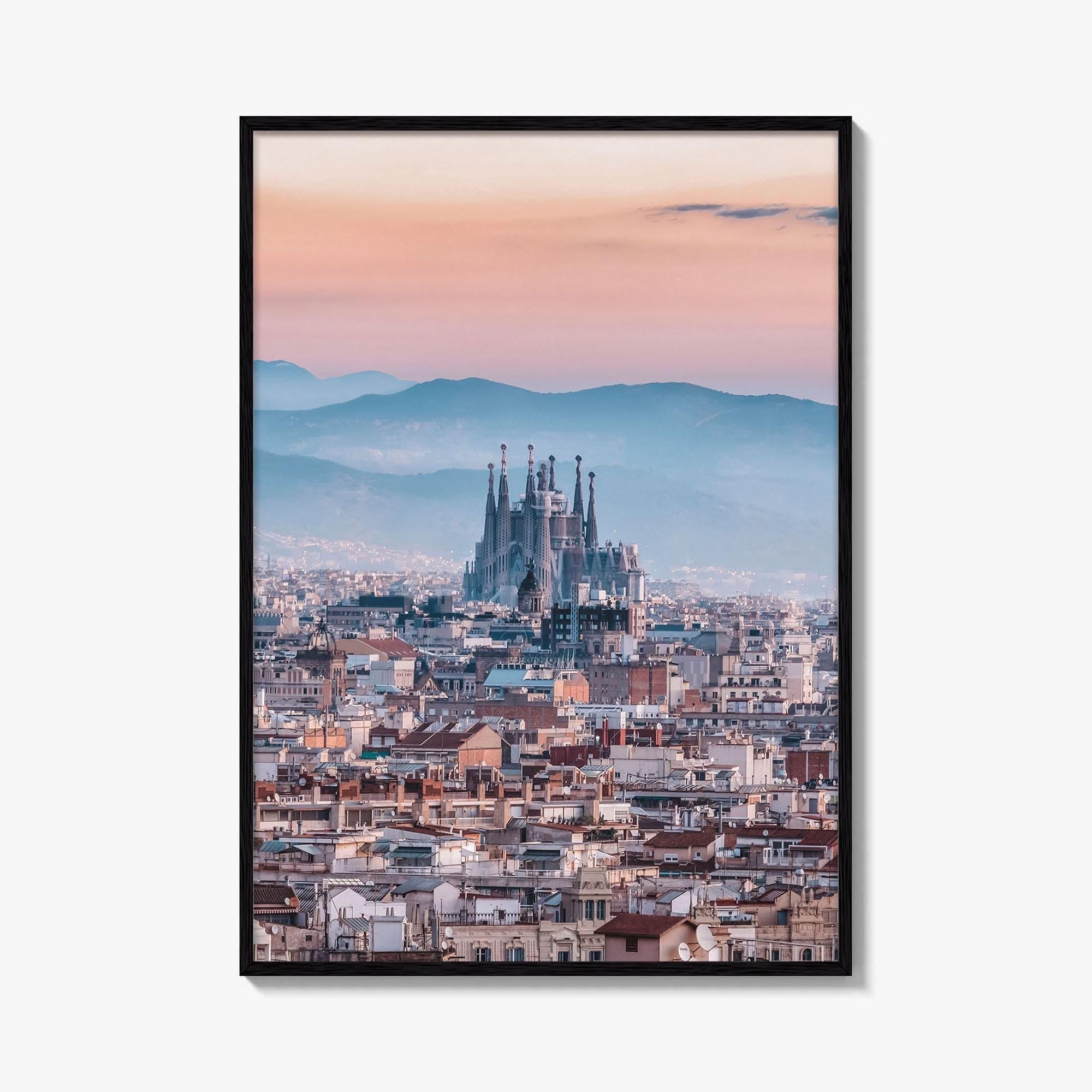 Barcelona Skyline Fine Art Photo Print, Sagrada Familia, Catalonia Spain Wall Decor Poster