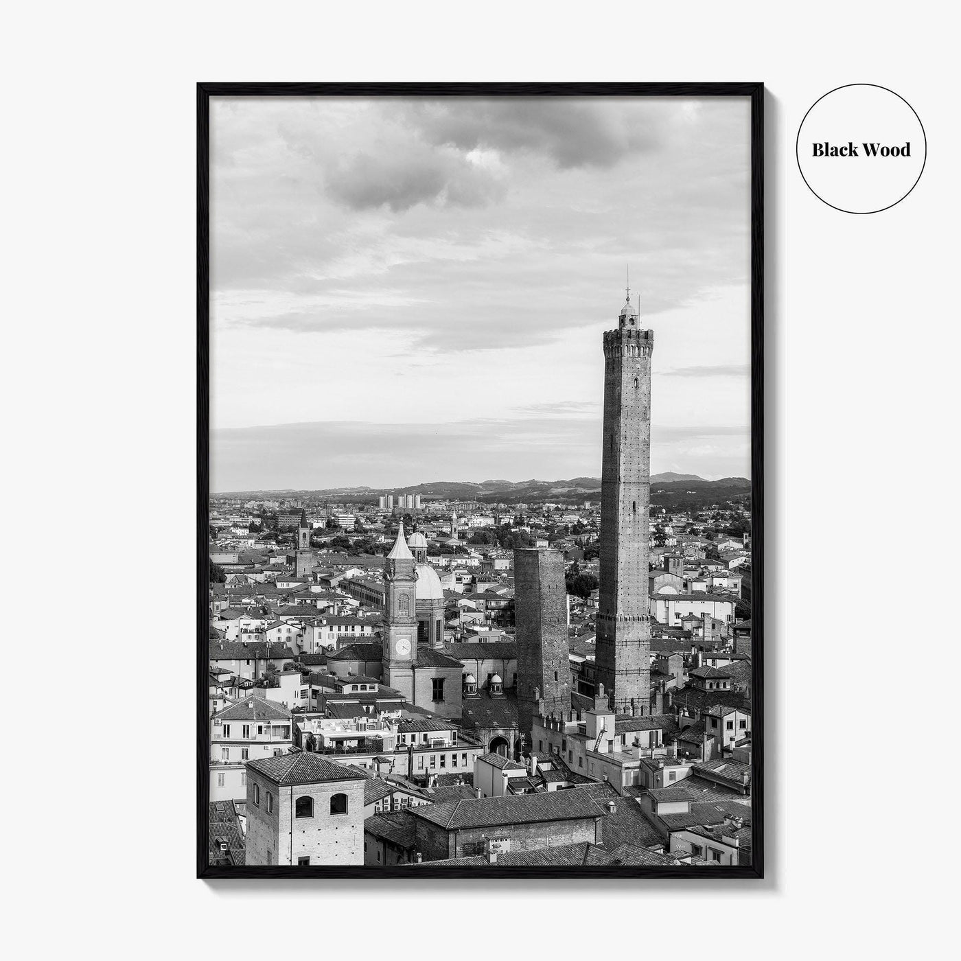 Bologna Black and White Fine Art Photo Print, Asinelli Garisenda Towers, Emilia-Romagna Italy