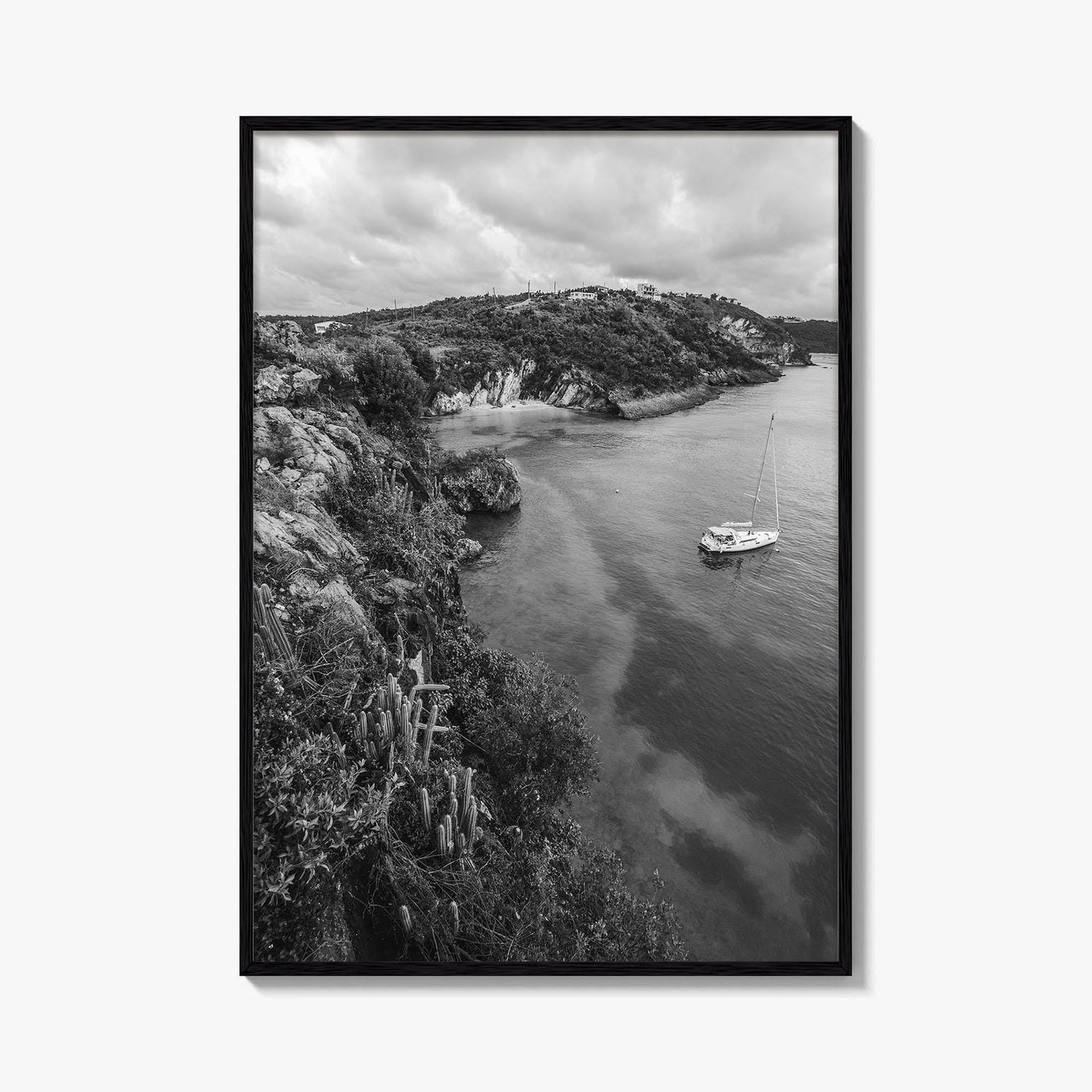 Anguilla Black and White Fine Art Photo Print, Caribbean Island Cliffs, Caribbean Poster